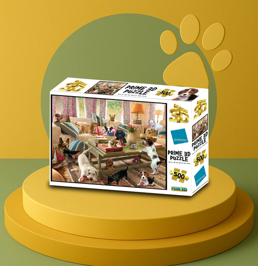 10458 | Dogs in the Living Room Giordano 3D Jigsaw Puzzle 10458 500pc  24x18"
