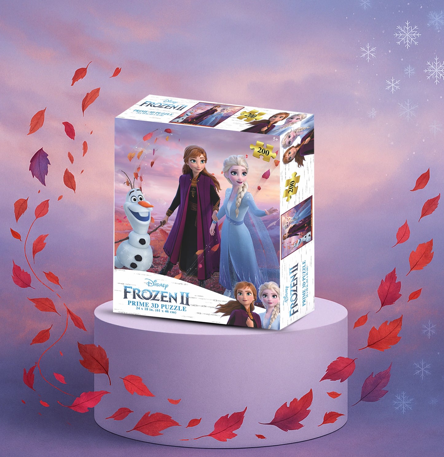 Disney Frozen Puzzle – 200 Piece Prime 3D Jigsaw Featuring Elsa, Anna & Olaf (24"x18")