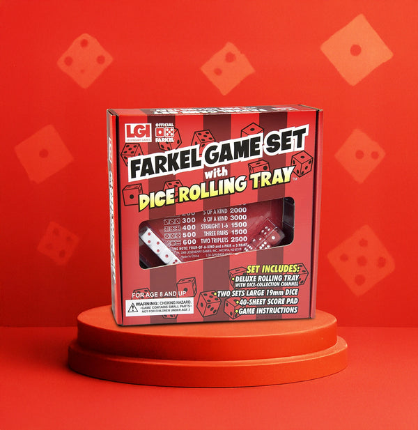 Farkel Game Set with Deluxe Rolling Tray – Family Dice Game (Ages 8+)