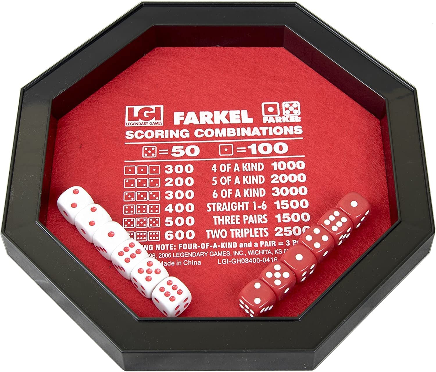 Farkel Game Set with Deluxe Rolling Tray – Family Dice Game