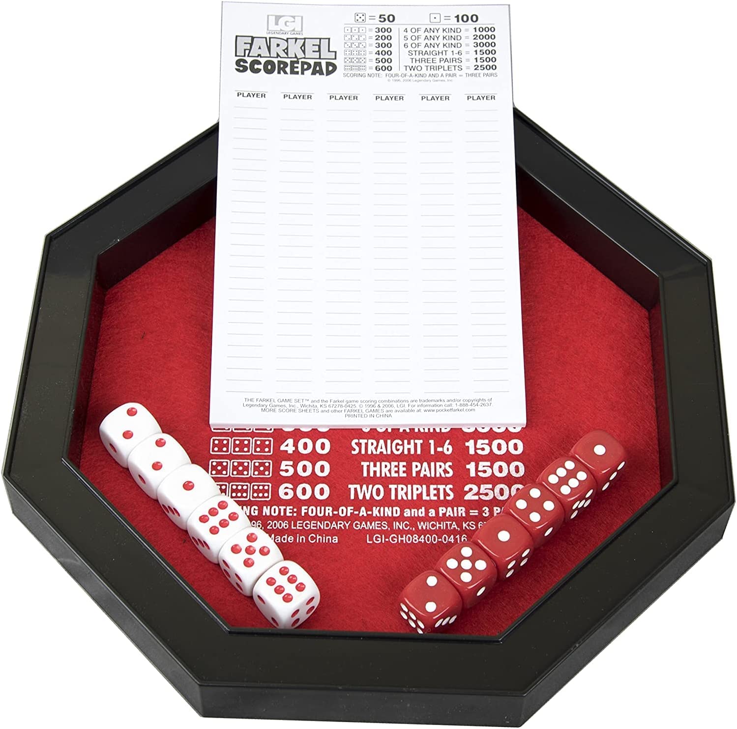 Farkel Game Set with Deluxe Rolling Tray – Family Dice Game