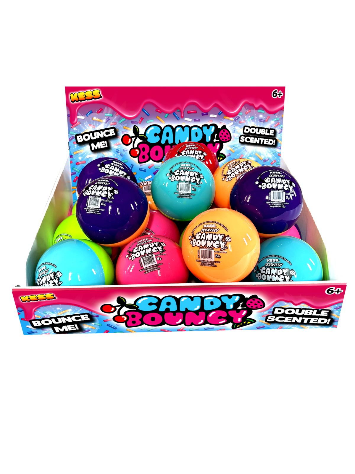 Duotone Candy Bouncy Balls 4"l | Rubber Bouncing Ball | Bounce Into Sweet Fun | KES195