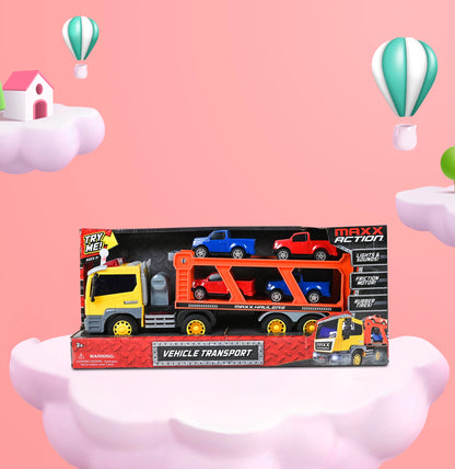L&S 17" Transport Truck with 4 Diecast Vehicles
