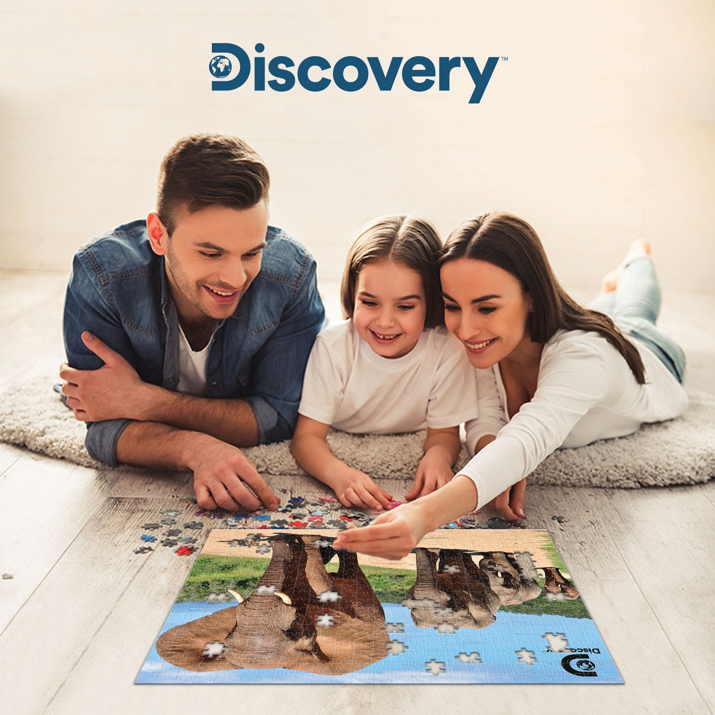 10052 Elephants Discovery 3D Jigsaw Puzzle 10052 500pc 24x18" Prime 3D Lenticular Jigsaw Puzzle 10052