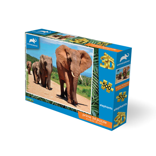 Elephants Discovery 3D Puzzle 500 Pieces P3D10052 – Lenticular Wildlife Jigsaw | Prime3D 24x18" | 1Di Canada