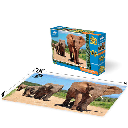 10052 Elephants Discovery 3D Jigsaw Puzzle 10052 500pc 24x18" Prime 3D Lenticular Jigsaw Puzzle 10052