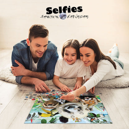 Puzzle Prime3D Zoo Selfie Howard Robinson (500 pièces, 61 cm × 46 cm) | Tout le monde dit « Cheese »... Même la girafe ! | 10063