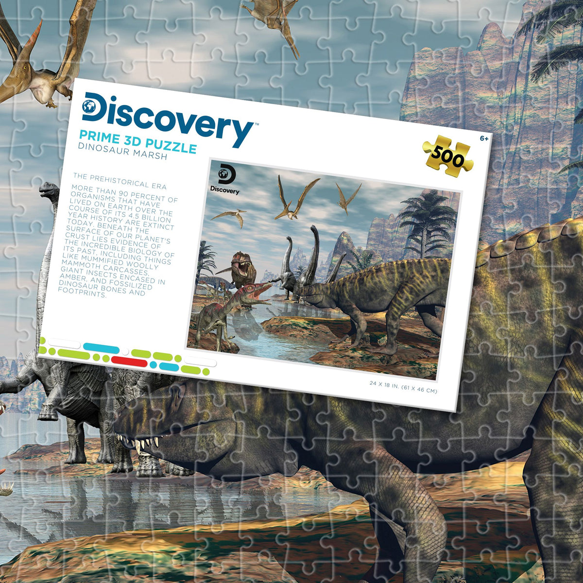 Puzzle 3D lenticulaire de 500 pièces Discovery Dinosaur Marsh | Où le marais rugit encore | Prime3D | 61x46 cm | 10087