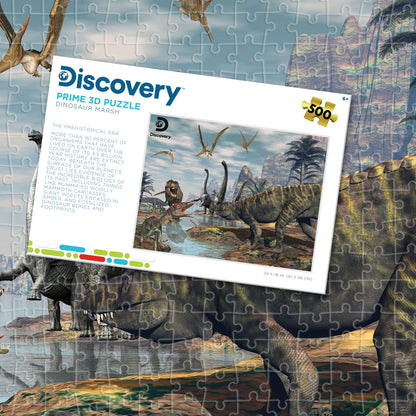Puzzle 3D lenticulaire de 500 pièces Discovery Dinosaur Marsh | Où le marais rugit encore | Prime3D | 61x46 cm | 10087