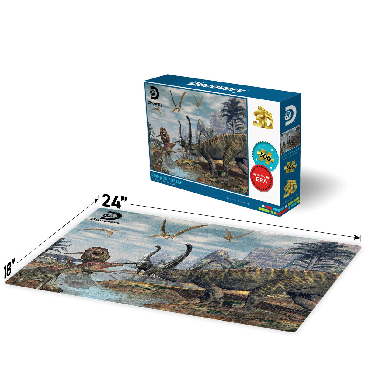 Puzzle 3D lenticulaire de 500 pièces Discovery Dinosaur Marsh | Où le marais rugit encore | Prime3D | 61x46 cm | 10087
