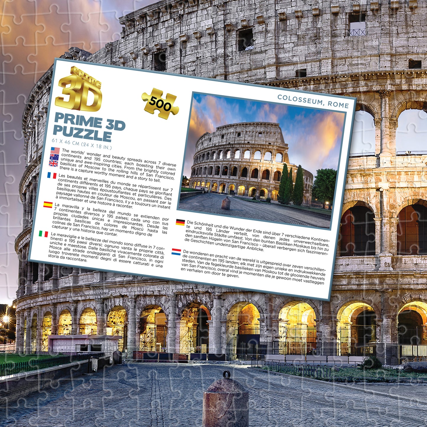 Discovery Colosseum, Rome 500pc | Prime 3D Lenticular Puzzle | Build a Wonder of the Ancient World | 24×18" | 10106