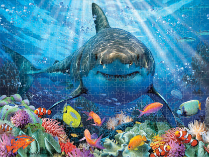 Great White Shark Howard Robinson 3D 500pc | Prime 3D Lenticular Jigsaw Puzzle | 24"x18" | 10365