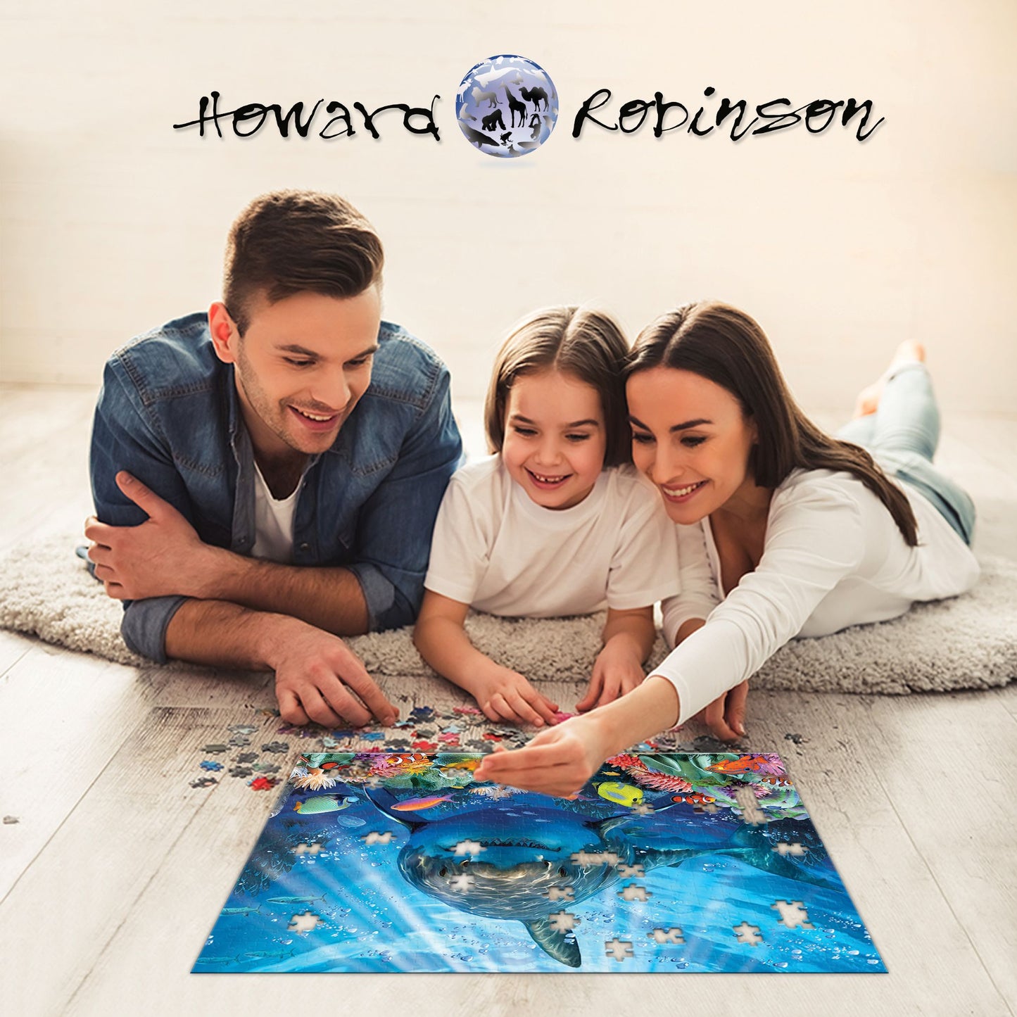 Great White Shark Howard Robinson 3D 500pc | Prime 3D Lenticular Jigsaw Puzzle | 24"x18" | 10365