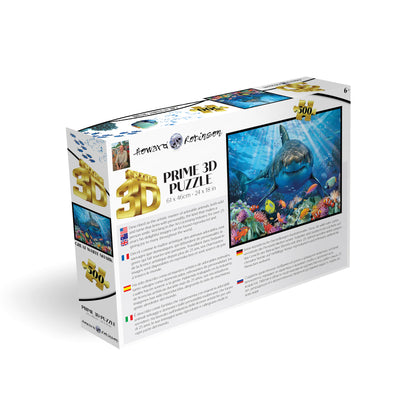 Great White Shark Howard Robinson 3D 500pc | Prime 3D Lenticular Jigsaw Puzzle | 24"x18" | 10365