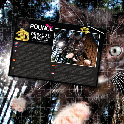 Snookums Pounce Prime3D Puzzle (500 Pieces, 24" x 18") | Purr-fectly Ready to Pounce | 10405