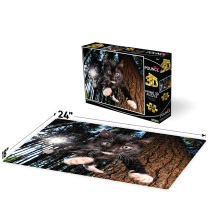 Snookums Pounce Prime3D Puzzle (500 Pieces, 24" x 18") | Purr-fectly Ready to Pounce | 10405