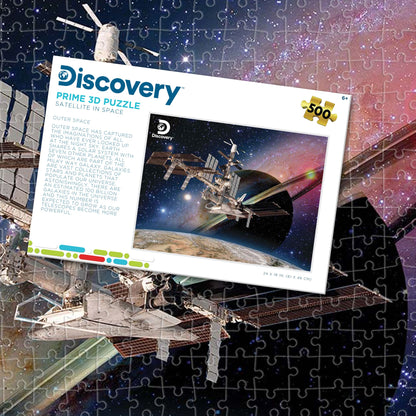Puzzle 3D Satellite dans l'espace Prime3D (500 pièces, 61 cm × 46 cm) | Un petit pas pour vous. Un pas de géant pour votre étagère. | 10418