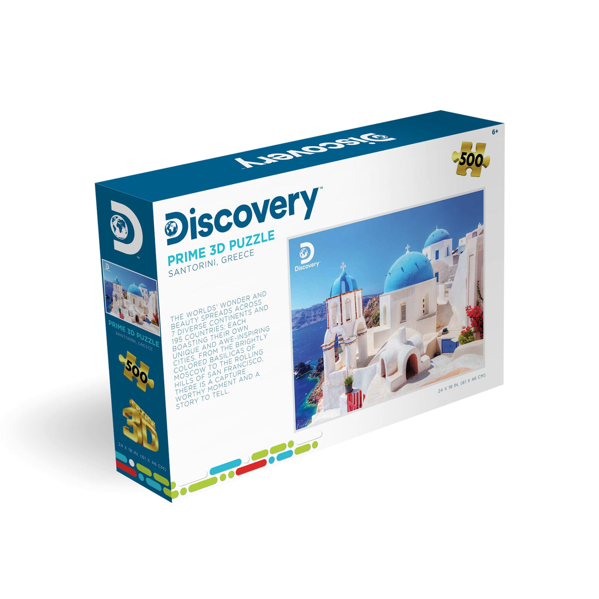 Puzzle Prime3D Santorin Grèce (500 pièces, 61 cm × 46 cm) | Pas besoin de passeport. Juste 500 pièces. | 10443