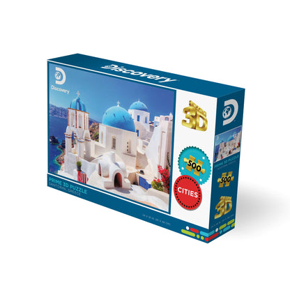 Puzzle Prime3D Santorin Grèce (500 pièces, 61 cm × 46 cm) | Pas besoin de passeport. Juste 500 pièces. | 10443