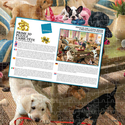 Puzzle 3D Giordano « Chiens dans le salon » (500 pièces, 61 cm × 46 cm) | Chaque bon chien mérite un puzzle | 10458