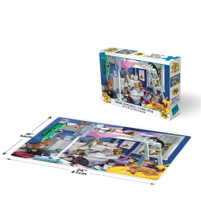 Puzzle 3D Giordano Chatons dans une chambre en désordre (500 pièces, 61 cm × 46 cm) | Du chaos ? Les chatons appellent ça de la décoration. | 10459