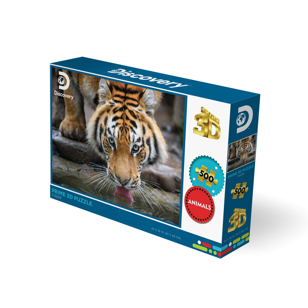 Tiger Discovery Prime3D Puzzle (500 Pieces, 24" × 18") | King of the Jungle? Close Enough. | 10472