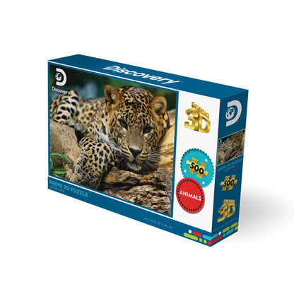 Puzzle découverte léopard Prime3D (500 pièces) | Des taches, des rayures et un plaisir vraiment sauvage | 10474