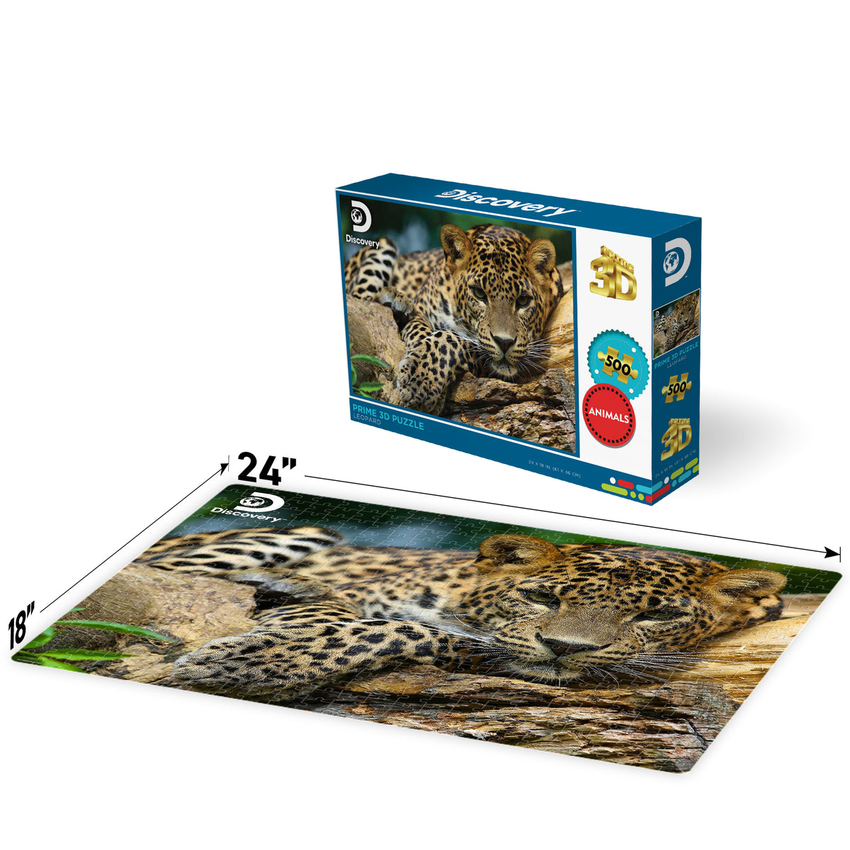 Puzzle découverte léopard Prime3D (500 pièces) | Des taches, des rayures et un plaisir vraiment sauvage | 10474