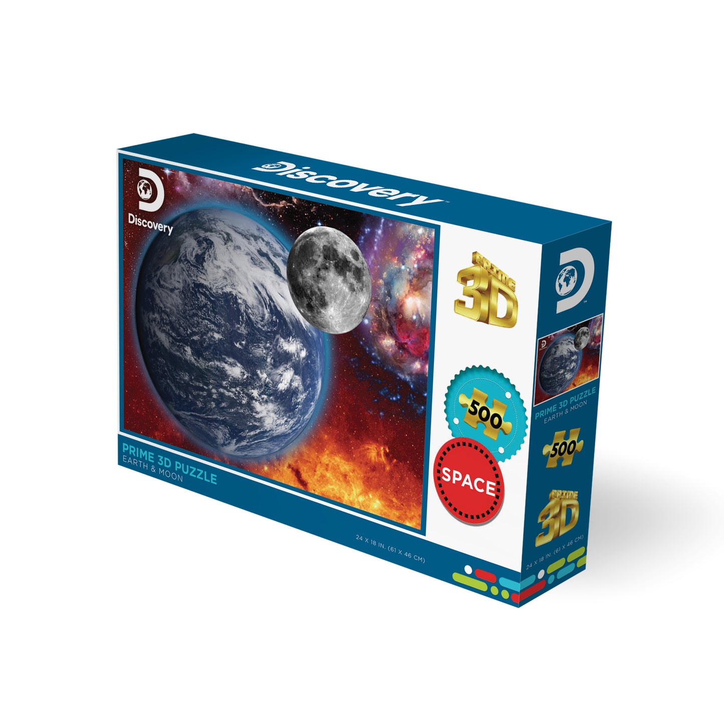 Earth & Moon Discovery 500 PC | Prime 3D Lenticular Jigsaw Puzzle | 24"x18" | 10487