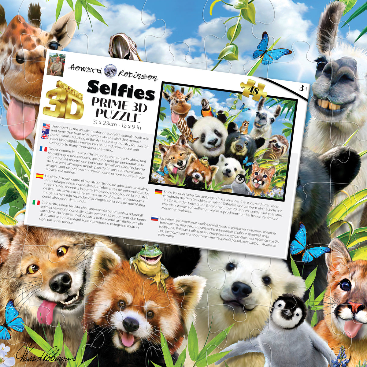 Puzzle Prime3D Howard Robinson « Llama Drama Selfie » (48 pièces, 30,5 cm × 23 cm) | No Prob-Llama... Just Puzzle ! | 10647
