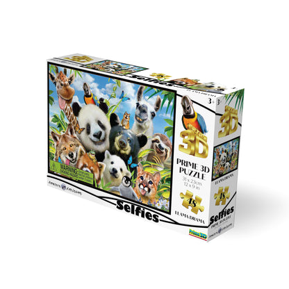 Puzzle Prime3D Howard Robinson « Llama Drama Selfie » (48 pièces, 30,5 cm × 23 cm) | No Prob-Llama... Just Puzzle ! | 10647