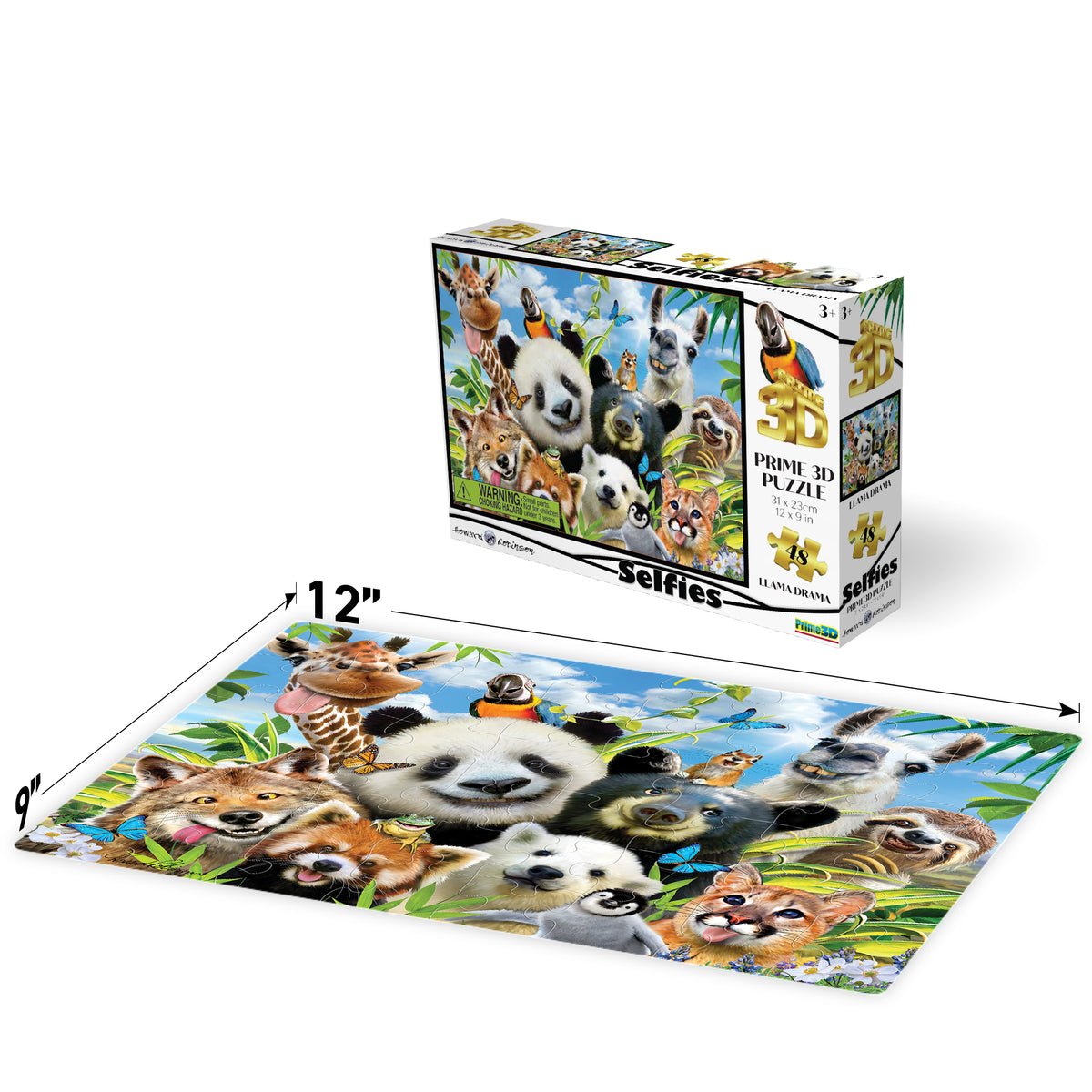 Puzzle Prime3D Howard Robinson « Llama Drama Selfie » (48 pièces, 30,5 cm × 23 cm) | No Prob-Llama... Just Puzzle ! | 10647