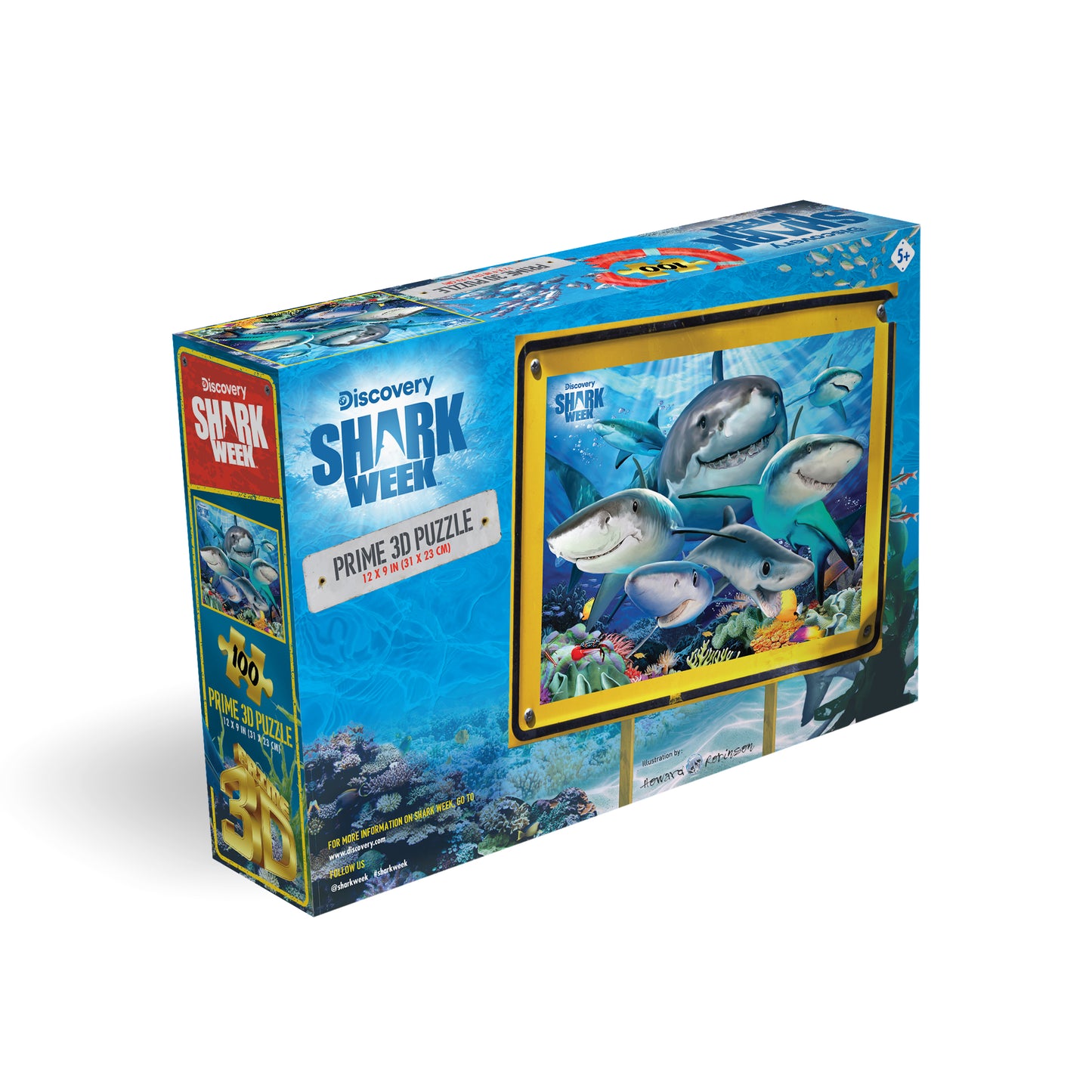 Shark Selfie 3D Jigsaw Puzzle – 100 Piece Ocean Puzzle by Howard Robinson | Prime3D | 12x9" | 1Di Canada 10668