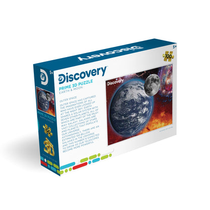 Puzzle 3D Discovery Terre et Lune (100 pièces, 30,5 cm × 22,9 cm) | Un petit puzzle. Un bond de géant. | 10708
