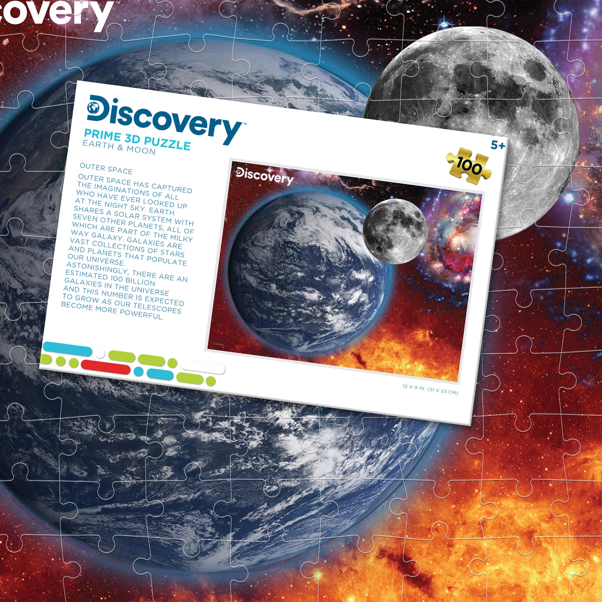 Puzzle 3D Discovery Terre et Lune (100 pièces, 30,5 cm × 22,9 cm) | Un petit puzzle. Un bond de géant. | 10708