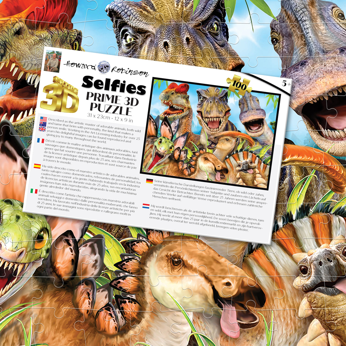 Puzzle Prime3D Howard Robinson « Dinosaur Selfie » (100 pièces, 30,5 cm x 22,9 cm) | Aucun filtre. Juste la gloire des fossiles. | 10776