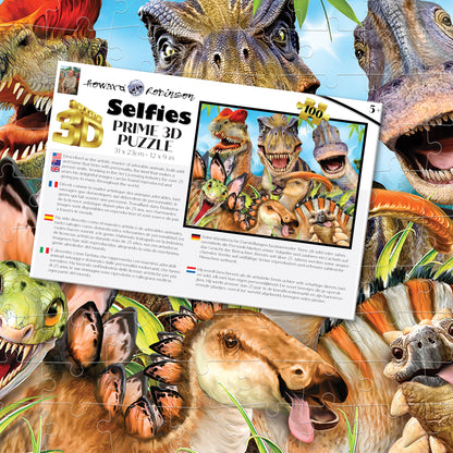 Puzzle Prime3D Howard Robinson « Dinosaur Selfie » (100 pièces, 30,5 cm x 22,9 cm) | Aucun filtre. Juste la gloire des fossiles. | 10776