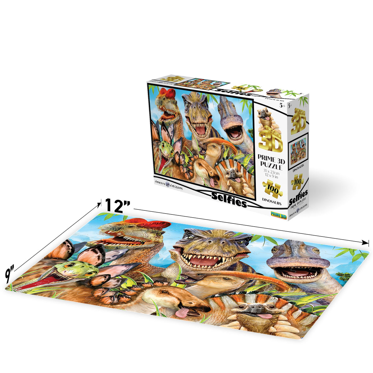 Puzzle Prime3D Howard Robinson « Dinosaur Selfie » (100 pièces, 30,5 cm x 22,9 cm) | Aucun filtre. Juste la gloire des fossiles. | 10776