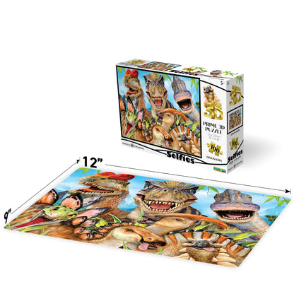 Puzzle Prime3D Howard Robinson « Dinosaur Selfie » (100 pièces, 30,5 cm x 22,9 cm) | Aucun filtre. Juste la gloire des fossiles. | 10776