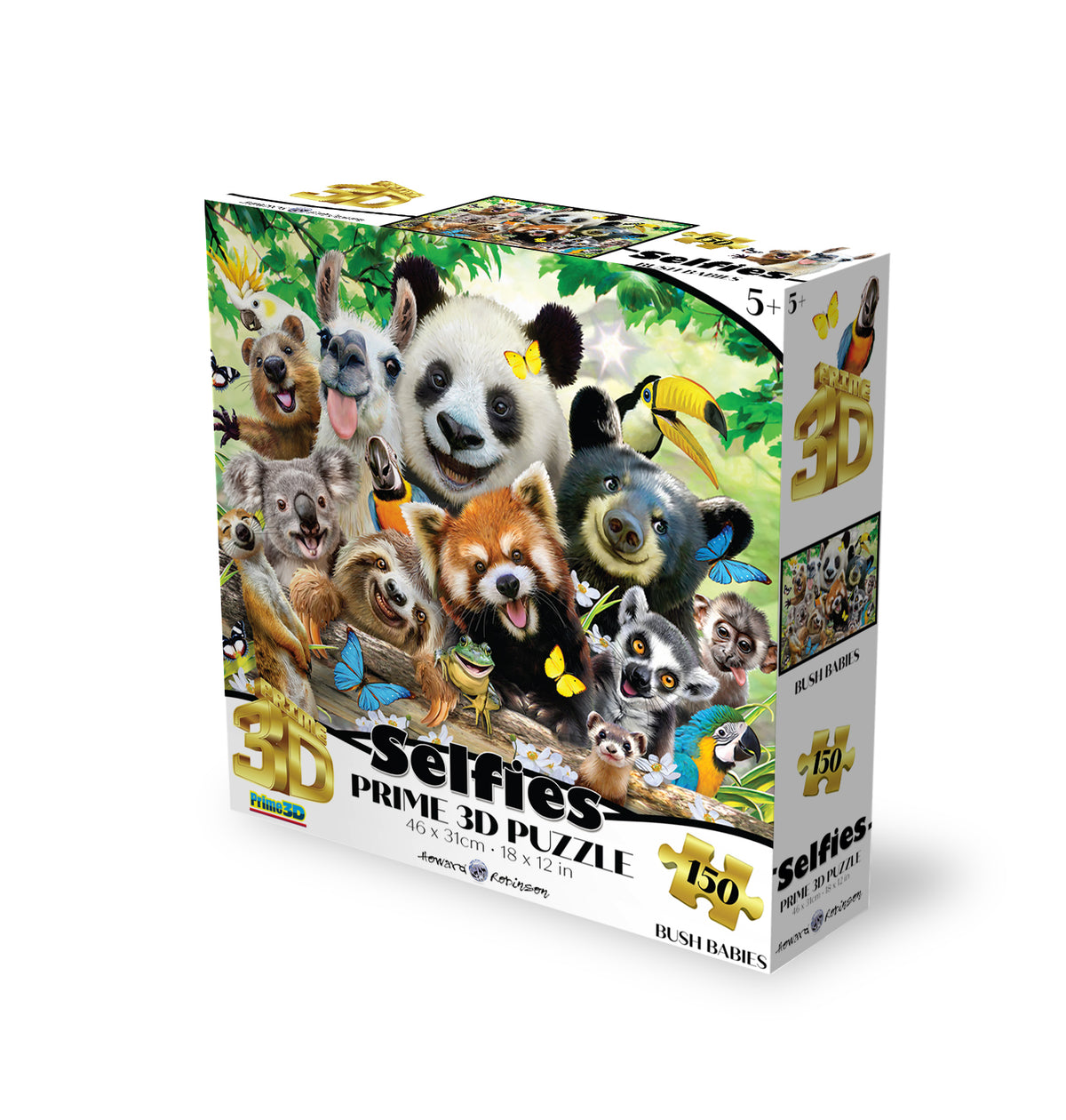 Howard Robinson Bush Babies Selfie Prime3D Puzzle (150 Pieces, 18" × 12") | Say Cheese... and Hang On Tight! | 10958