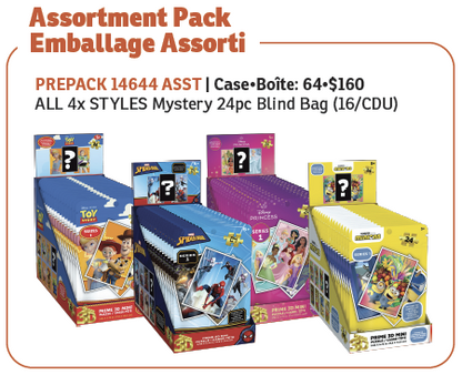 14644 Pre-pack Assortment Toy Story/Spider-Man/Princess/Minions Mystery Blind Bag Assortment (64 Unit/CDU includes 47003/47004/47005/47007)