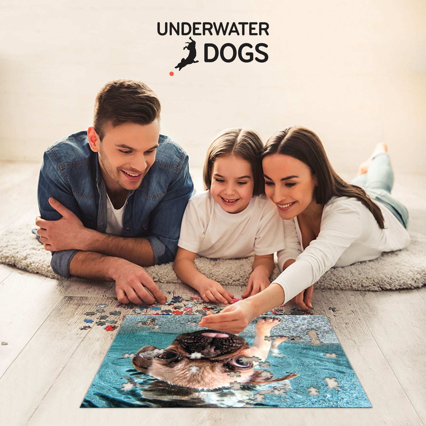 Underwater Dogs Iggy 500pc | Prime 3D Lenticular Jigsaw Puzzle | 24"x18" | 20010