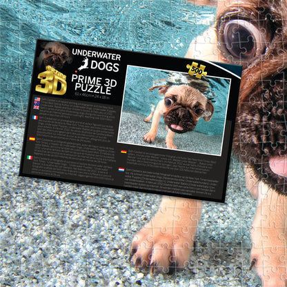 Underwater Dogs Iggy 500pc | Prime 3D Lenticular Jigsaw Puzzle | 24"x18" | 20010