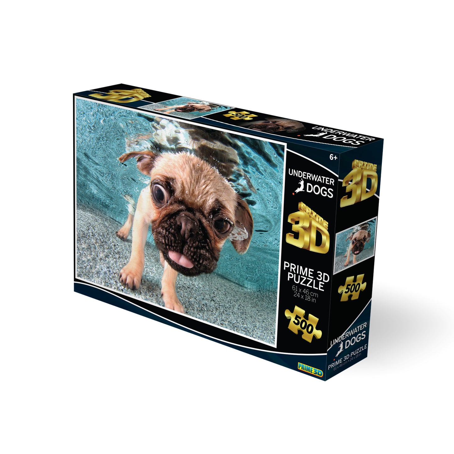 Underwater Dogs Iggy 500pc | Prime 3D Lenticular Jigsaw Puzzle | 24"x18" | 20010