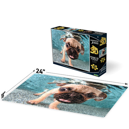 Underwater Dogs Iggy 500pc | Prime 3D Lenticular Jigsaw Puzzle | 24"x18" | 20010