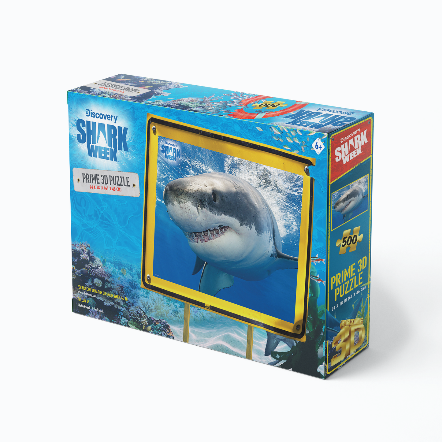 Great White Shark Discovery Prime3D Puzzle (500 Pieces, 24" × 18") | Sink Your Teeth Into This Puzzle. | 20028
