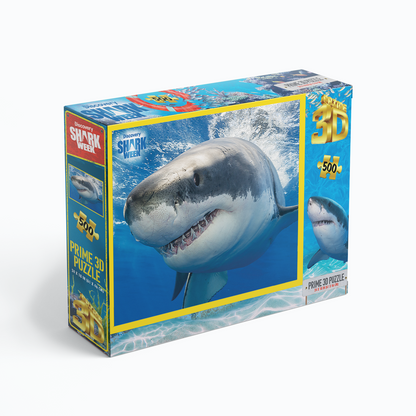 Great White Shark Discovery Prime3D Puzzle (500 Pieces, 24" × 18") | Sink Your Teeth Into This Puzzle. | 20028