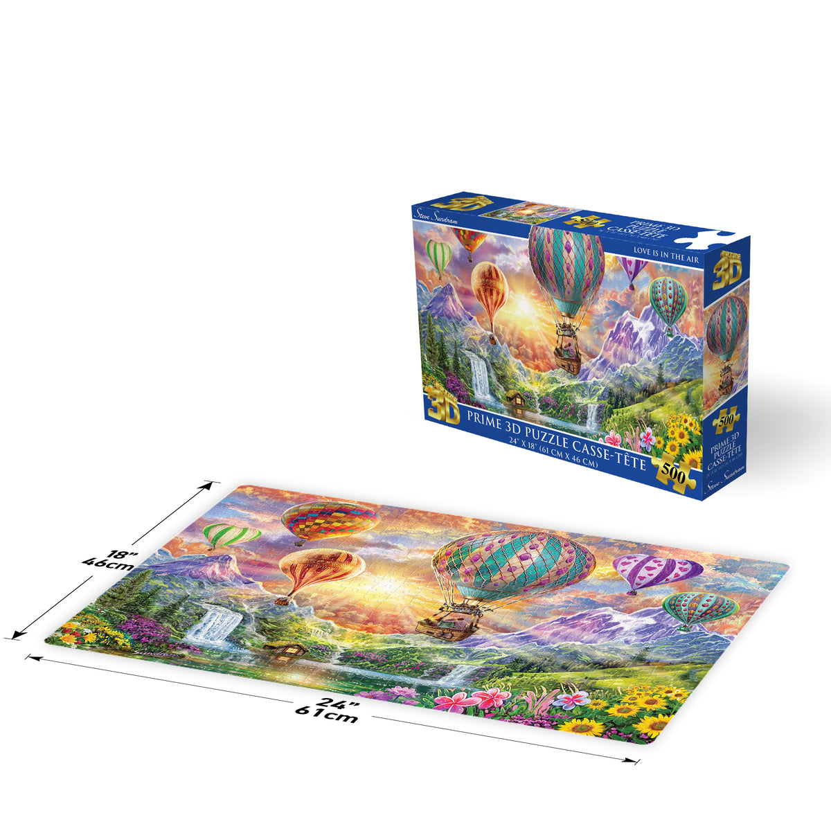 Steve Sundram Love Is in the Air 500-Piece 3D Lenticular Puzzle, Piece Together the Romance | Prime 3D | 24x18" | 20074