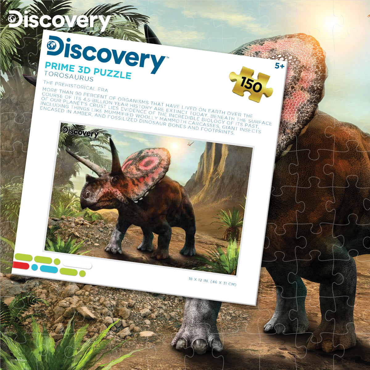 Puzzle 3D Discovery Torosaurus Prime (150 pièces, 18 po × 12 po) | Cornes en avant. Place au puzzle. | 20847