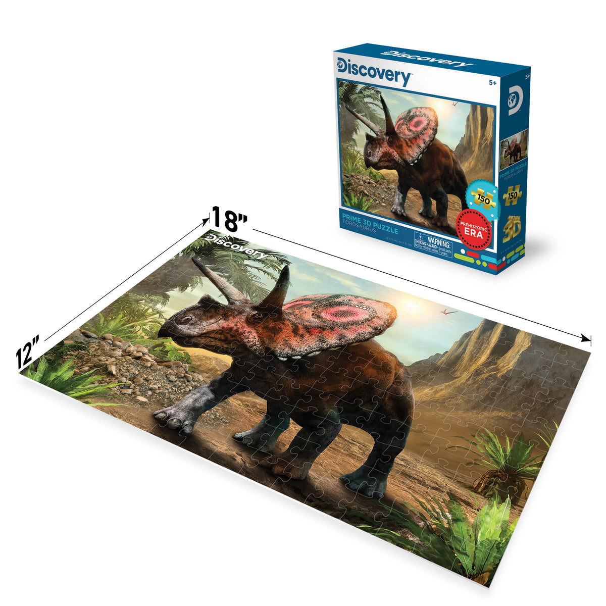 Puzzle 3D Discovery Torosaurus Prime (150 pièces, 18 po × 12 po) | Cornes en avant. Place au puzzle. | 20847